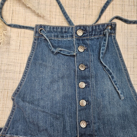 NWT American Eagle Womens Denim Shortalls Medium Wash Overalls Size Small - Picture 3 of 8